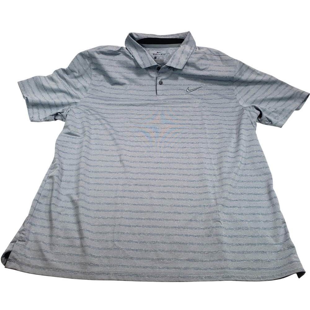 Nike Mens Dri-FIT Striped Golf Polo Shirt XL Blue AT8876-041
